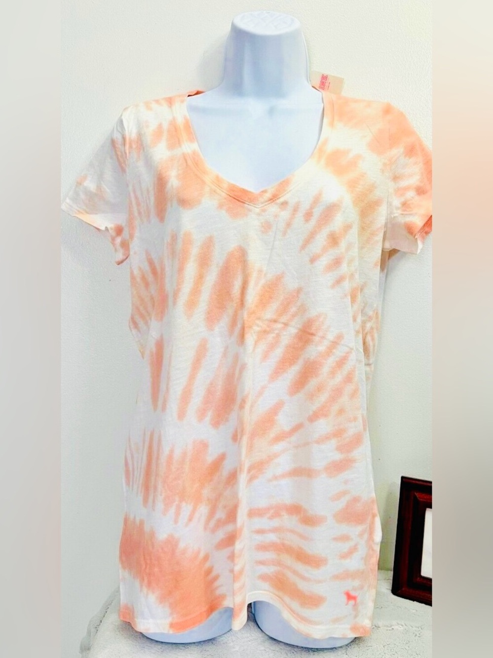 Women’s “PINK by Victoria’s Secret” Everyday Peach Tie Dye Tee Shirt